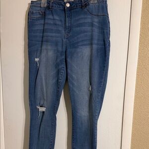 Refuge Dark Blue Ripped Skinny Jeans